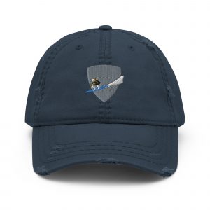 Gorra desgastada azul escudo surfer