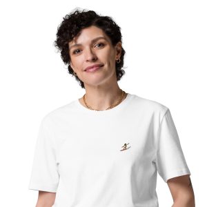 Camiseta blanca con surfer